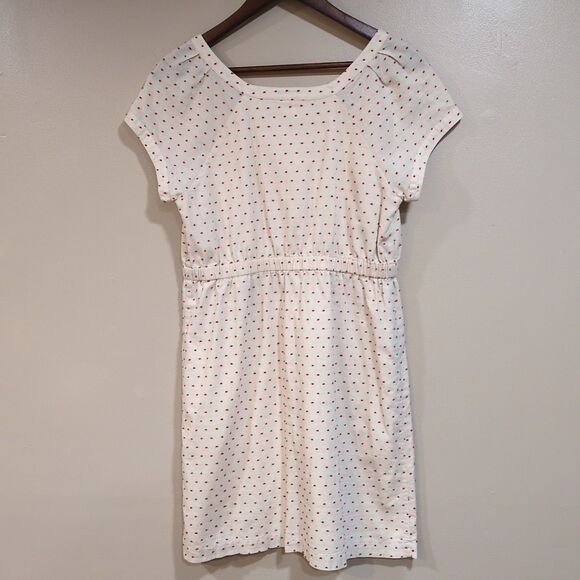 J. Crew Womens S Retro Dobby Dress Ivory Red Embroidered Polka Dot Preppy 69380 - Picture 4 of 9